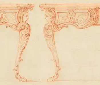 Design for a writing desk by Gilles-Marie Oppenordt (1675-1700)