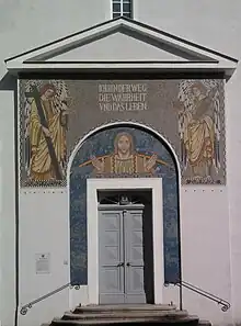 Mosaic at the entrance of Christuskirche (by Josef Goller and Villeroy & Boch)
