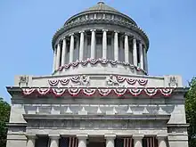 Upper portion of Grant's Tomb, with a rounded colonnade