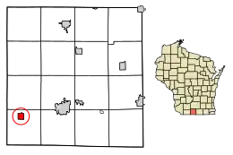 Location of Browntown in Green County, Wisconsin.