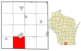 Location in Green County and the state of Wisconsin.