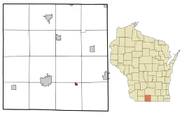 Location in Green County and the state of Wisconsin.