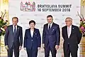 Polish Prime Minister Beata Szydło with Donald Tusk, Robert Fico, Jean-Claude Juncker (2016)