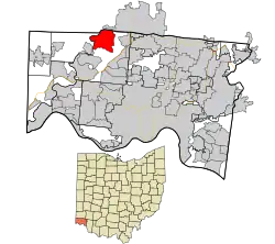 Location in Hamilton County and the state of Ohio.