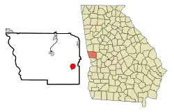 Location in Harris County and the state of Georgia