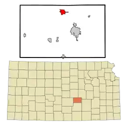 Location within Harvey County and Kansas