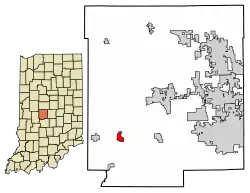 Location of Amo in Hendricks County, Indiana.