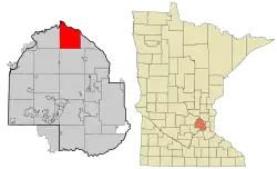 Location of the city of Daytonwithin Hennepin County, Minnesota