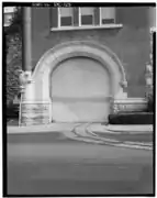Streetcar tracks and conduit outside the garage's west door (1966)