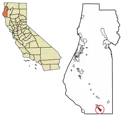 Location of Benbow in Humboldt County, California.