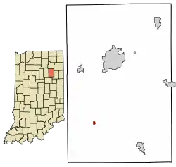 Location of Mount Etna in Huntington County, Indiana.