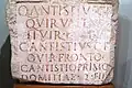 Inscription referring to the Roman tribe of Quirina in Valle Camonica (QVIR)