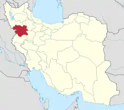 Location of Kurdistan province in Iran
