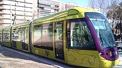 A tram in Jaén during testing in February 2011