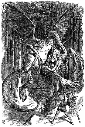 Image 5"Jabberwocky"Illustration: John TennielThe Jabberwock, the titular creature of Lewis Carroll's nonsense poem "Jabberwocky". First included in Carroll's novel Through the Looking-Glass (1871), the poem was illustrated by John Tenniel, who gave the creature "the leathery wings of a pterodactyl and the long scaly neck and tail of a sauropod". "Jabberwocky" is considered one of the greatest nonsense poems written in English, and has contributed such nonsense words and neologisms as galumphing and chortle to the English lexicon.More selected pictures