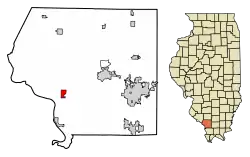 Location of Gorham in Jackson County, Illinois.