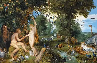 Jan Brueghel the Elder and Peter Paul Rubens, The Garden of Eden with the Fall of Man, Mauritshuis, The Hague