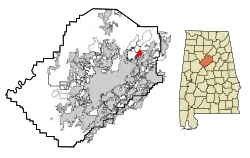 Location in Jefferson County and the state of Alabama
