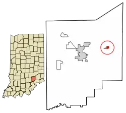 Location of Butlerville in Jennings County, Indiana