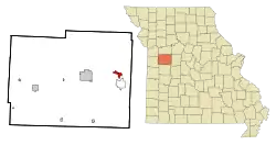 Location of Knob Noster, Missouri