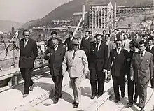 Josip Broz Tito and Nicolae Ceaușescu on the opening day, 16 May 1972