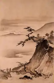 Shōkei's&nbsp;[ja] version of Evening Gong at Qingliang Temple, early 16th century