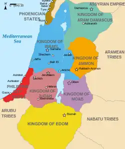 The region around 830 BCE, with Aram-Damascus in green