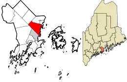 Location in Knox County and the state of Maine
