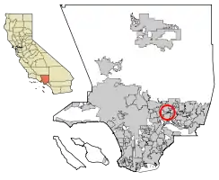 Location of North El Monte in Los Angeles County, California.