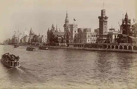 La Rue des Nations. From right to left: Pavilions of Sweden, Monaco, Spain, Germany, Norway and Belgium