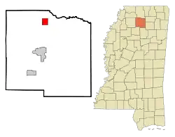 Location of Abbeville, Mississippi