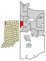 Location of Dyer in Lake County, Indiana.