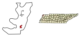 Location of Ridgely in Lake County, Tennessee.