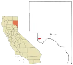 Location in Lassen County and the state of California
