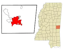 Location of Meridian in Lauderdale County