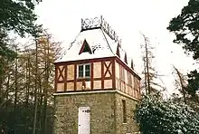 Leighton Hall Summerhouse.Originally the top engine house for the funicular that fed the slurry tank, this was later used as a summerhouse.