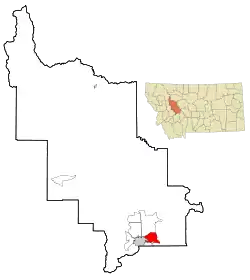 Location of Helena Valley Southeast, Montana