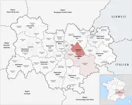 Location within the region Auvergne-Rhône-Alpes