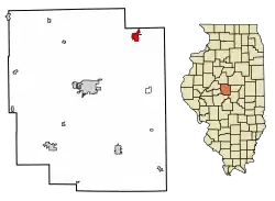 Location of Atlanta in Logan County, Illinois.