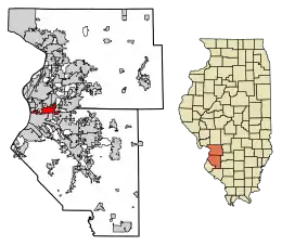 Location in St. Clair and Madison counties, Illinois