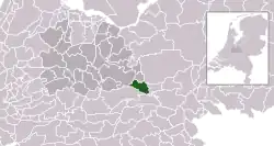 Highlighted position of Rhenen in a municipal map of Utrecht