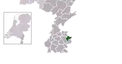 Highlighted position of Landgraaf in a municipal map of Limburg