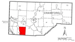 Location of East Fallowfield Township in Crawford County