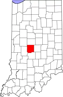 State map highlighting Hendricks County