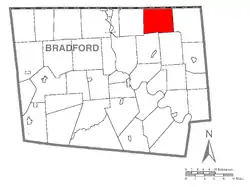 Map of Bradford County with Windham Township highlighted