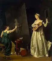 Peintre faisant le portrait d'une joueuse de luth (Painter when painting a portrait of a lute player), 61 x 51.5&nbsp;cm, before 1803