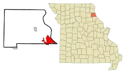 Location within Marion County (left) and Missouri (right)