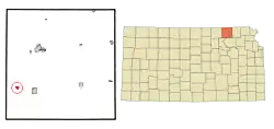 Location within Marshall County and Kansas