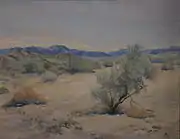 "Early in the Day in Desert Quiet" by Mary Agnes Yerkes, 1965, oil on canvas board.