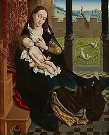 Nursing Madonna, oil on cradled panel, c. 1400s.